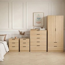 Vida Designs Trega 4 Piece Bedroom Set Chest Drawers Bedside Cabinet Wardrobe