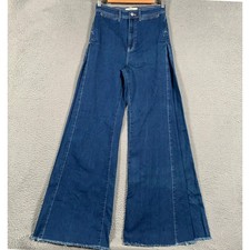 We The Free Super Wide Leg Flare Jeans Women 26 Blue Denim High Rise Bell Bottom