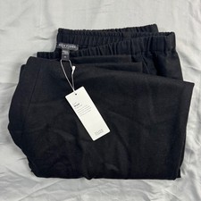 NWT Eileen Fisher Soft Wool Flannel Tapered Ankle Pants Black Women's 1X 228