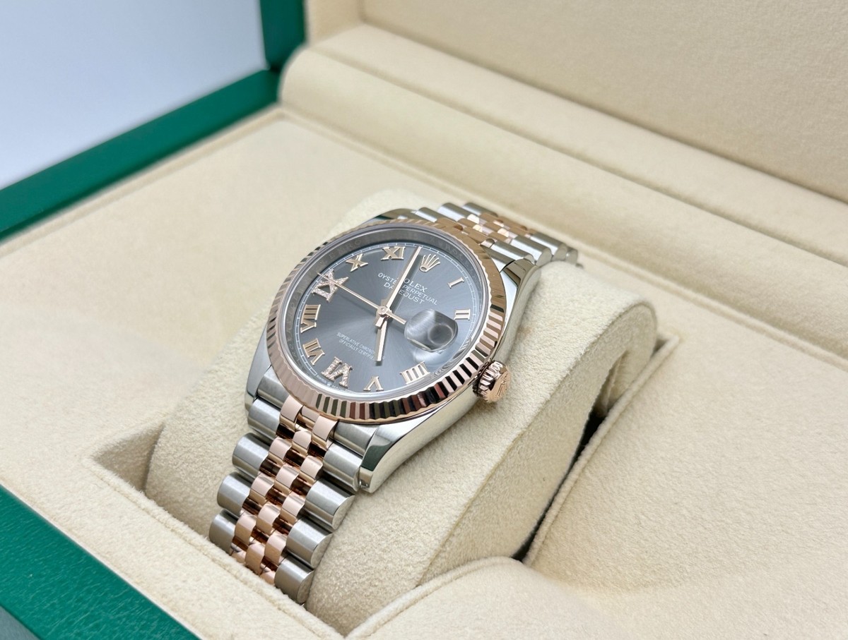 2024 Rolex Datejust 36 126231 Slate Roman Diamond 18k Rose Gold