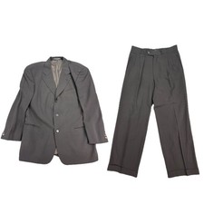 Hugo Boss Suit Mens 42S 34W Charcoal Grey Virgin Wool Einstein Omega 2pc Pleated