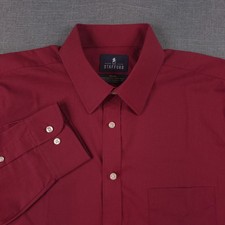 Stafford Men's Performance Button-Up Long Sleeve Dress Shirt Red Size 16.5-34/35
