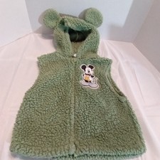 Disney Junior Mickey Sherpa Vest With Hoodie Ears Issue W/Plastic Zip Bottom 3T