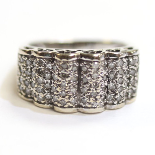 14k white gold Natural diamond cluster .74ct ring 11.2g womens band 8 estate