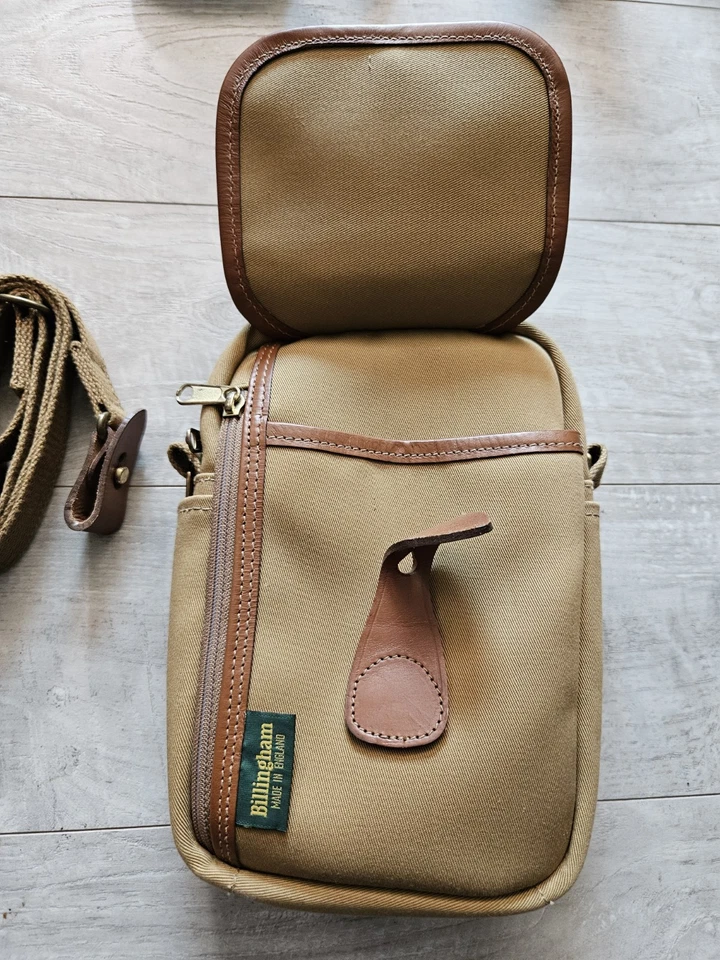💥BILLINGHAM Bolsa de polizón compacta Bolso para cámara Correa para el hombro Lona Cuero Foto 2 de 4