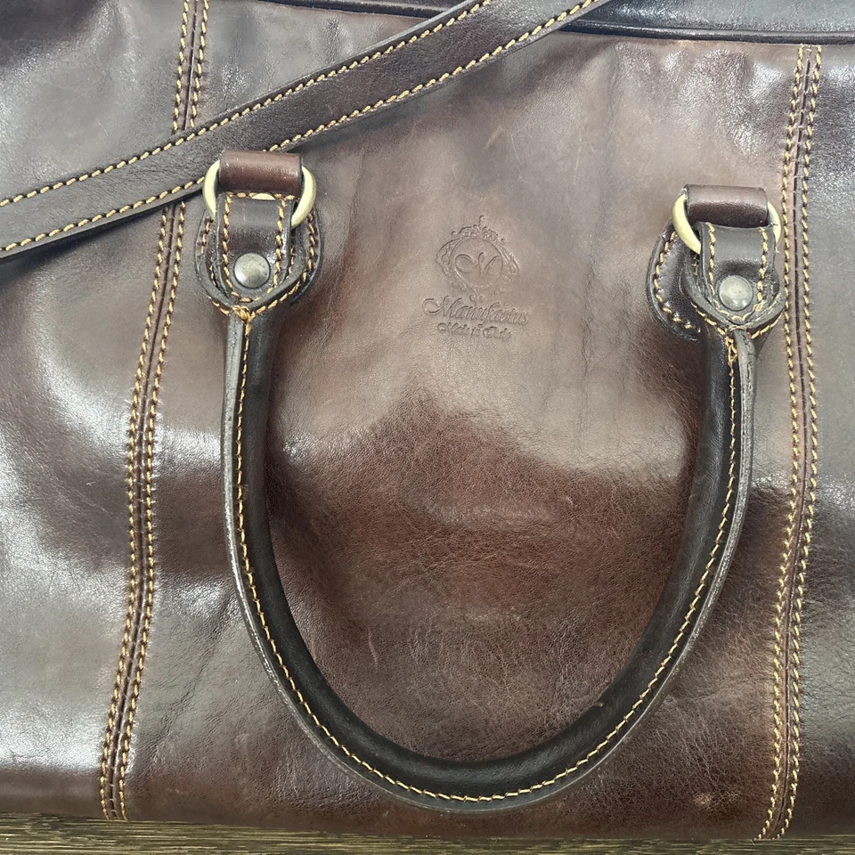 Bolso de Lona de Viaje de Cuero Manufacturus Equipaje para Pasar la Noche Hecho en Italia Atemporal Foto 3 de 4