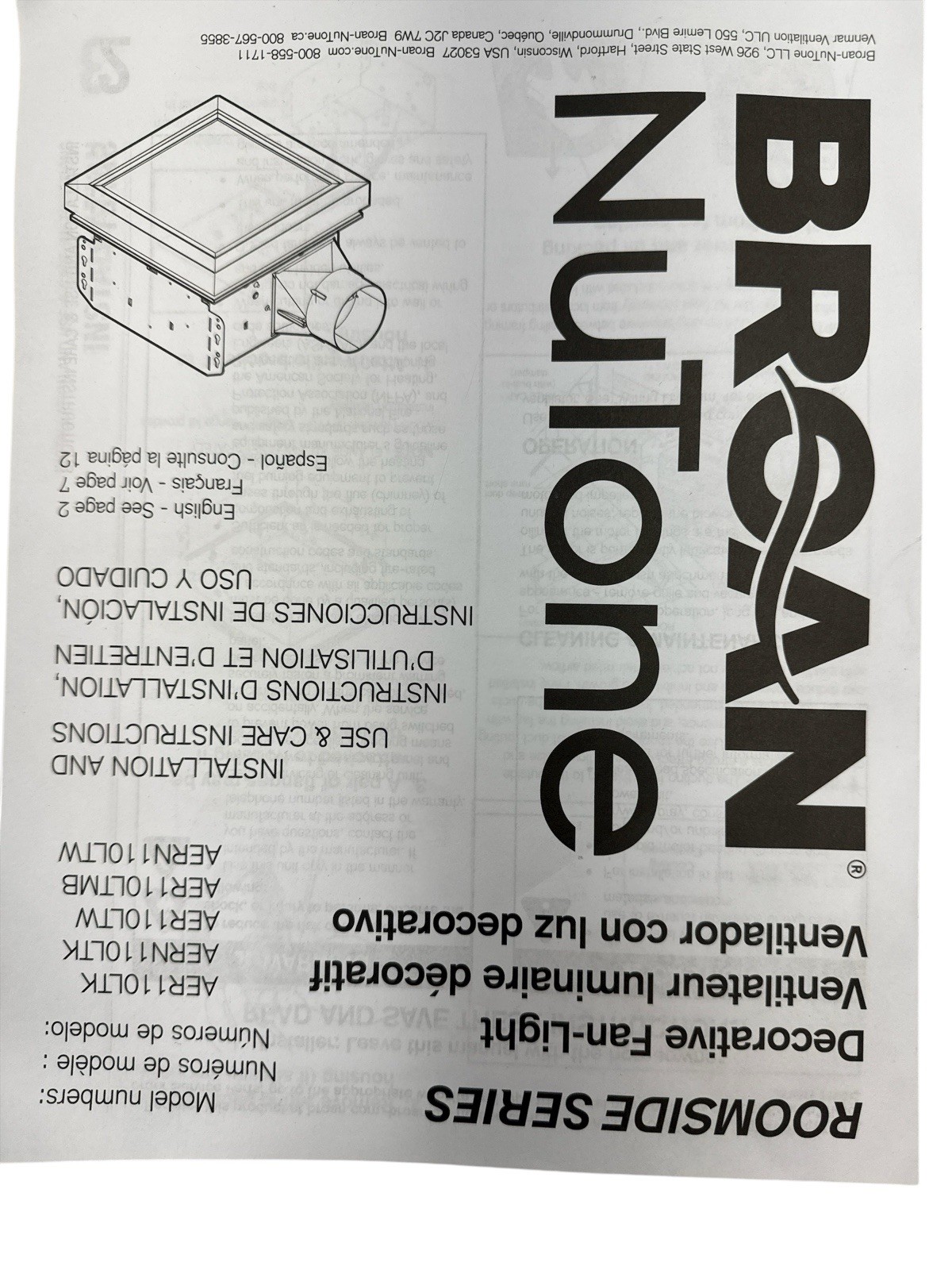 Broan NuTone 110 CFM Ceiling Bathroom Exhaust Fan LED Light AERN110LTW (OB)