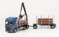 Emek - Scania S730 6X4, Blauer Sattelzug Mit 1+1-Achsigem HolztransportanhäNg...