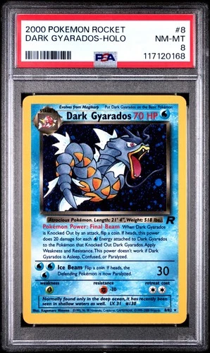 POKEMON 2000 DARK GYARADOS-HOLO ROCKET #8 PSA 8