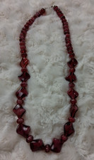 Glass Beaded Necklace Dark Red