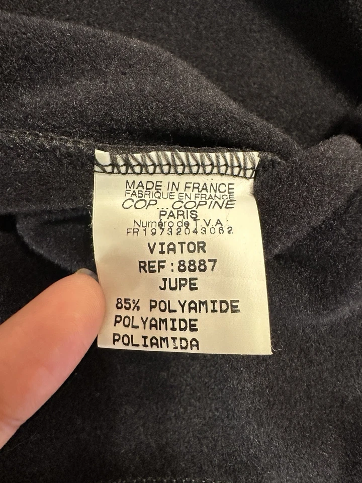 Falda informal Copine para mujer 40 vintage vanguardista forrada de lana con bolsillo negra Foto 3 de 4