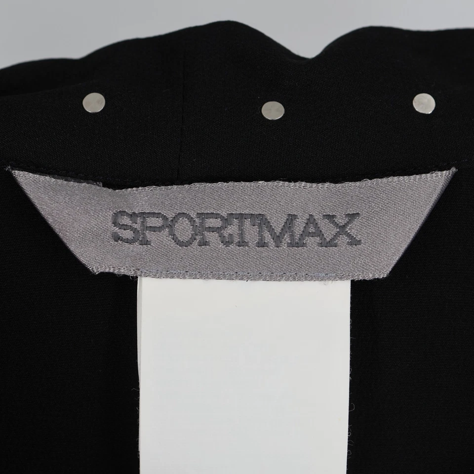 Blusa Sportmax negra seda cuello en V volantes con adornos de tachuelas de bola US 0 / XXS Foto 4 de 4