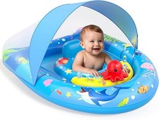 Inflatable Swimming Ring Baby Pool Float Toys with Canopy Sunshade Swim Circle