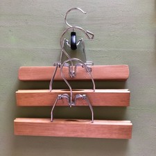 Vintage Wood /Chrome Clamp Hangers Lot of 3.