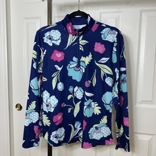 San Soleil UV 50 Cooling Multicolor Floral 1/4 Zip Vented Mesh Sleeve Women M