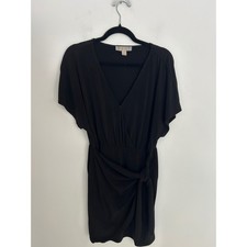 Michael Michael Kors Black V-Neck Faux Wrap Side Tie Mini Dress L Closet staple