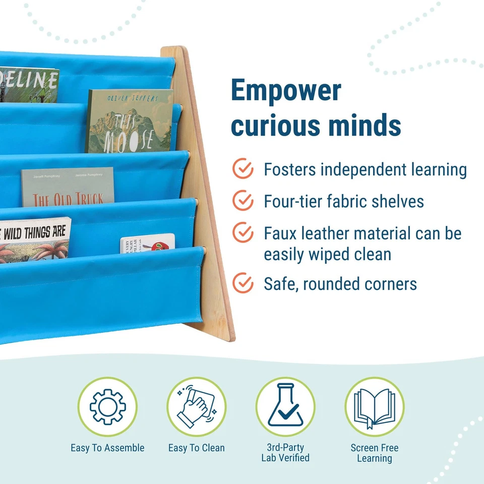 Estantería de cuero vegano para niños - Premium fácil limpieza cabestrillo lona diseño... Foto 3 de 4