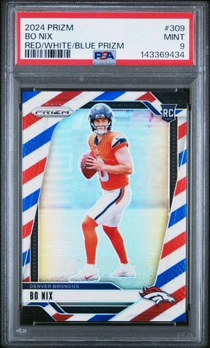 2024 PANINI PRIZM RED/WHITE/BLUE PRIZM #309 BO NIX ROOKIE RC PSA 9