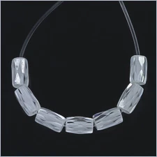 15 Cubic Zirconia Tube Beads 3 x 5mm White / Clear #96032