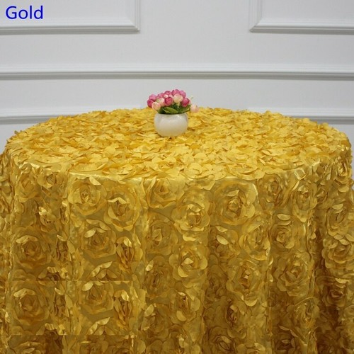 120cm Nordic Round 3D Rose Fabric Tablecloth Table Cover Wedding Party