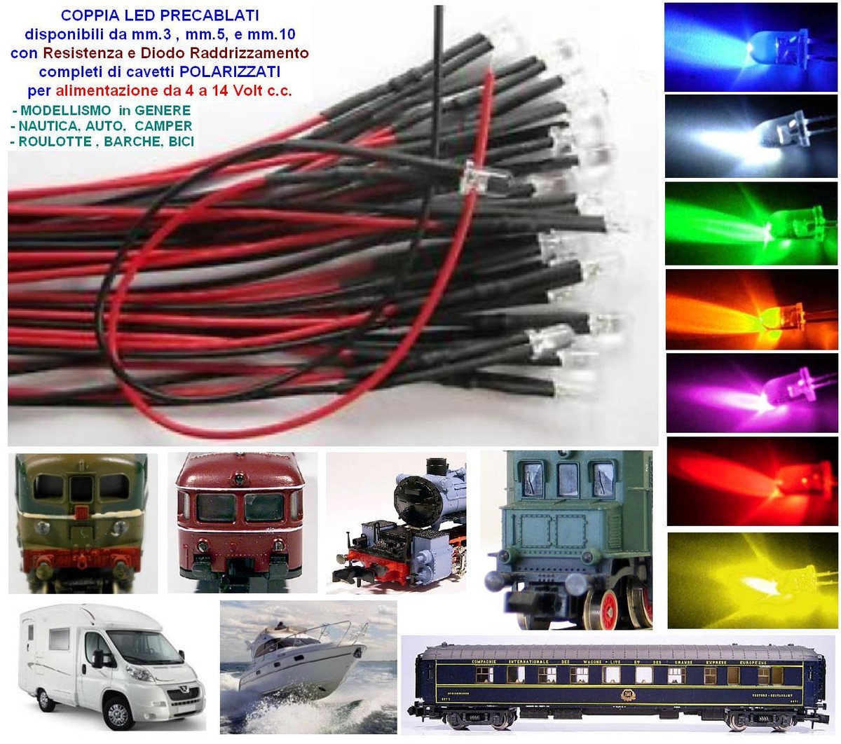 Lot De 2 LED Clignotantes Vertes 12V CC - 3mm, Pour Modélisme, Auto, Bateau, Camping-car