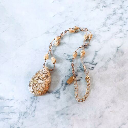 Debby Reid Yellow Crushed Abalone Necklace Pendant $80 - Picture 2 of 6