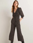 Boden NWT Smocked Bodice Black Berry Sprig Jumpsuit US Size 12 REG — photo 2
