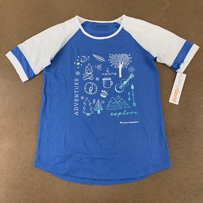 Camp David Women's Size Medium Blue White Outdoor Adventure Graphic Print Tee
