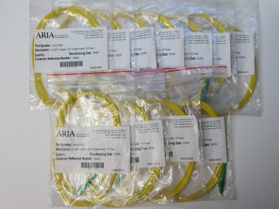 (NEW - Lot of 11) ARIA 100-01067 LC/APC Pigtail SX Singlemode 10' Fiber Optic