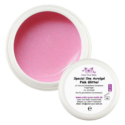 5g Special One Acrylgel Pink Glitter ohne Flüssigkeit zu verarbeiten! Aufbaugel