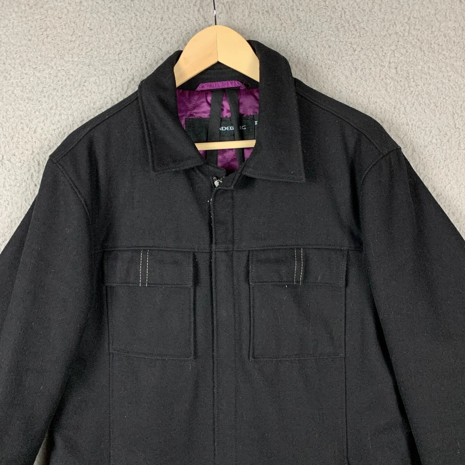 Abrigo J Lindeberg Para Hombre Mediano 80% Lana Negro Completo Doble Cremallera Forrado Peso Pesado Foto 2 de 4