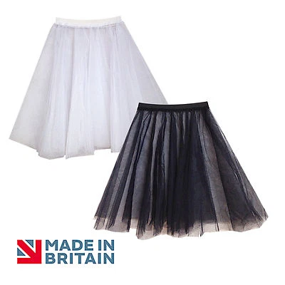 INSPIRED COSTUMES DAMEN Unterrock Petticoat Brautjungfer Abschlussball 3 Lagen Kleid SCHWARZ und WEISS