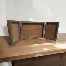 4x6 Grey Rustic Trifold Hinge Photo Frames