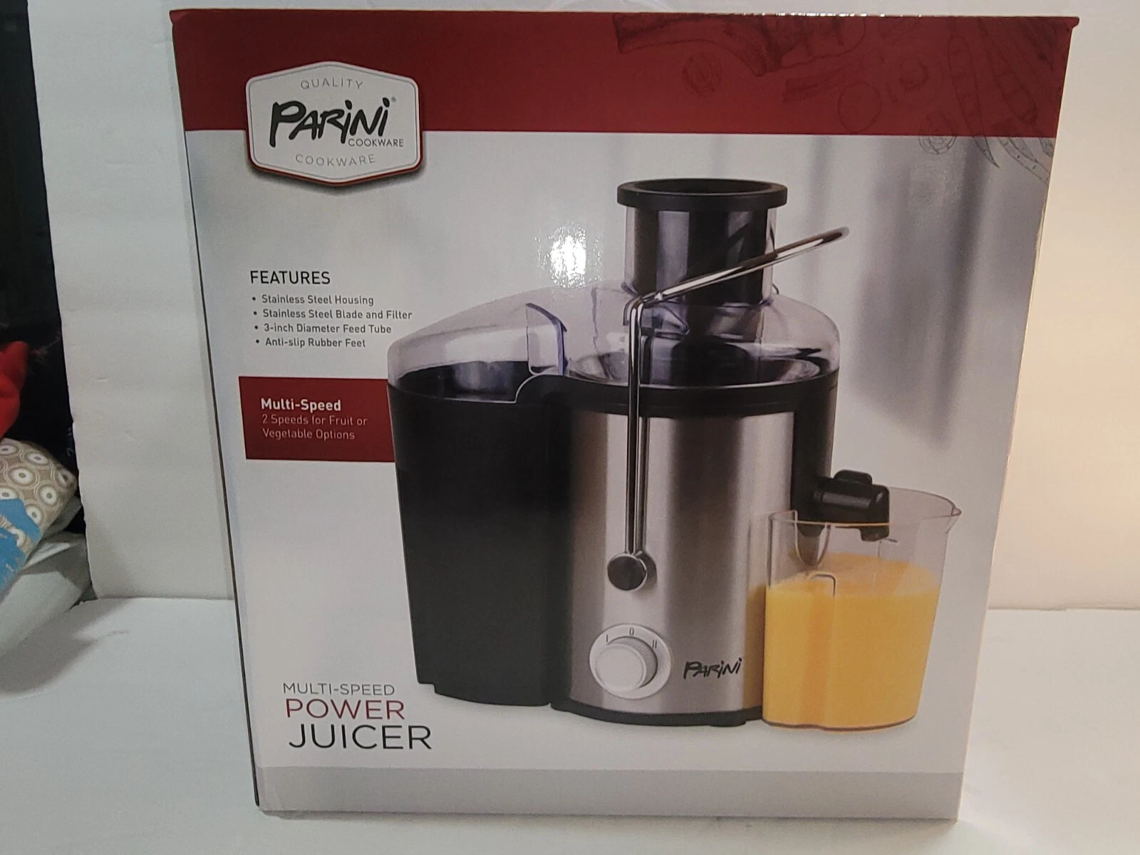 Parini Cookware Multi-Speed Power Juicer Stainless Steel New in Box