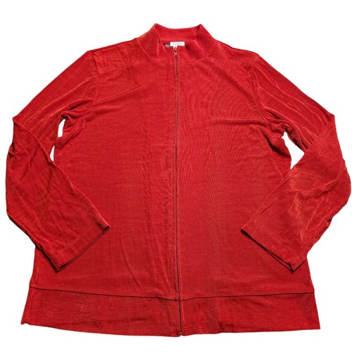 Slinky Brand Red Long Sleeve Full Zip Jacket SZ M Classic Travel Minimalist USA - Picture 2 of 10