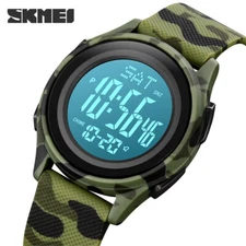 SKMEI Men Watch Ultra Thin Dial Wristwatch Digital Stopwatch LED Sport Watches
