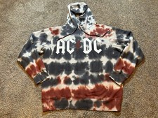 AC/DC Sweatshirt Mens Large 42/44 Tie Dye Band Music Rock Hooded Pullover 2021