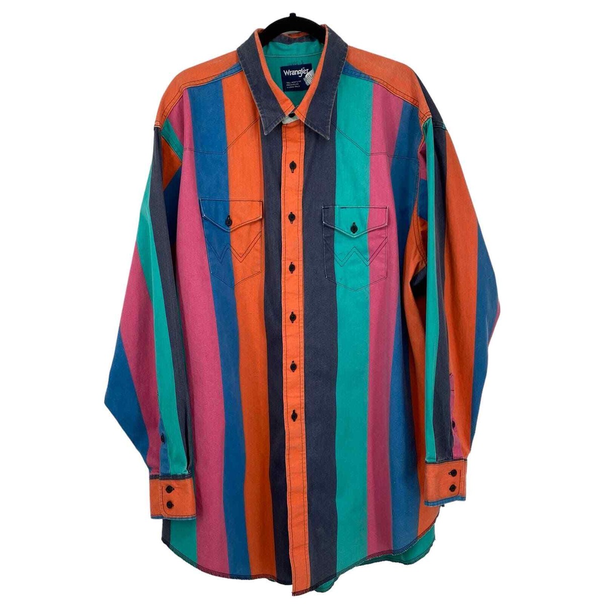 Vintage 90s Wrangler Striped Brushpopper Rodeo Western Shirt