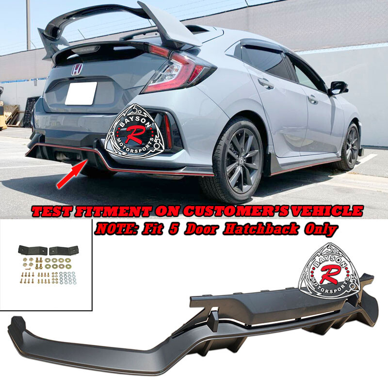 2023 Type R Style Rear Bumper Diffuser Lip For 2017-2021 Honda Civic ...