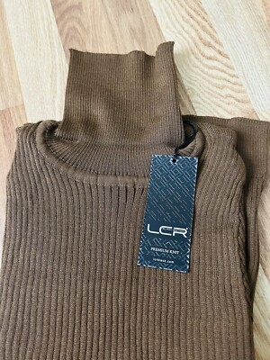 LCR BLACH EDITION MEN TURTLE NECK SWEATER IN CAMEL COLOR SIZE 4XL MADE IN TURKEY