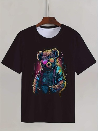Men's Trendy Casual 3D Printed Round Neck T-shirt - Polyester Fiber, Geometric P - Picture 3 of 7