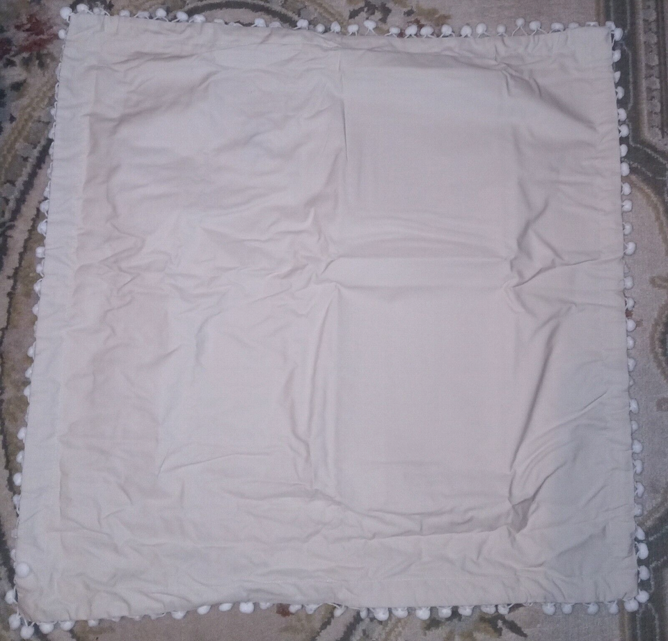 NIP Pair of Home Accents Pom Pom Euro Pillow Shams 26 x 26 Beige BELK