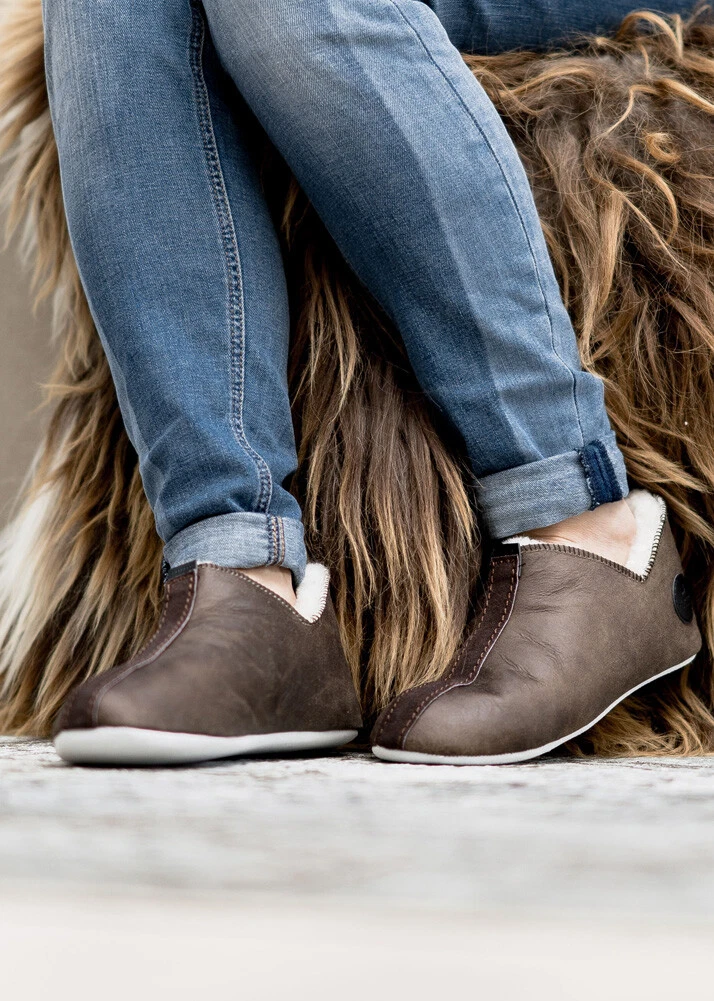 Homme Peau de Mouton Chaussons Pantoufles Rigide Daim Semelle