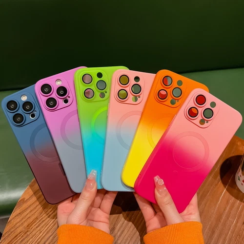 Case For iPhone 16 15 14 Pro Max 13 12 Magsafe Gradient Magnetic Silicone Cover - Picture 4 of 19