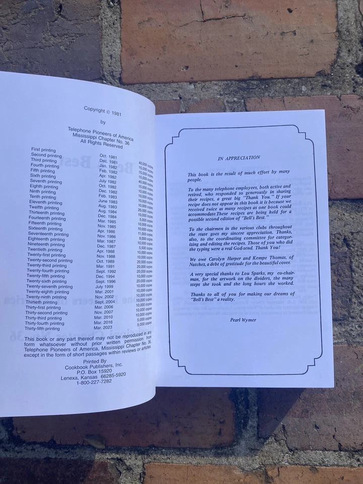 NEW ORIGINAL 1ST BELL'S BEST COOKBOOK MISSISSIPPI TELEPHONE PIONEERS COOK BOOK ; - Image 3 of 4