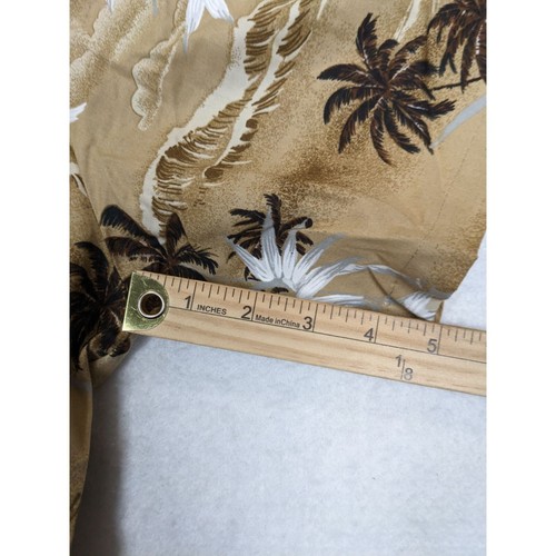 Camisa Hawaiana Alii Fashions Hawaii Para Hombres M 100% Algodón Marrón Tostado Palmeras Isla - Imagen 9 de 12