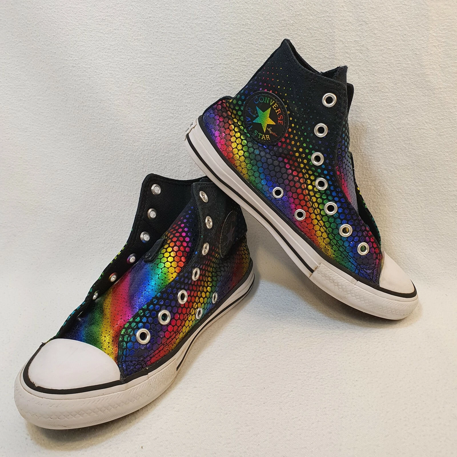 Sneakers Converse All Star High Rainbow nere giovani taglia 2 Chuck Taylor 366307F
