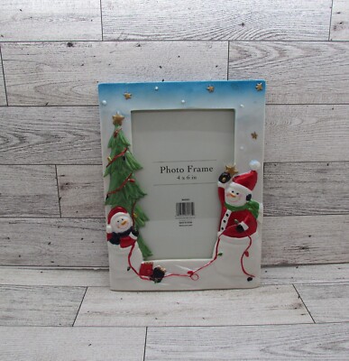 Christmas 3D Snowman Tree Picture Frame  Presents Photo 4 X 6 Holiday Glossy 