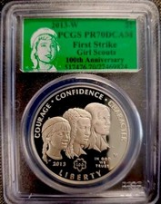 2013-W GIRL SCOUTS Silver Dollar PCGS PR70💥FLAWLESS QUALITY💥FIRST STRIKE