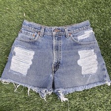 Levis 550 Cut Off Jean Shorts Relaxed Fit Red Tab R Women Mom Jorts 28 Waist